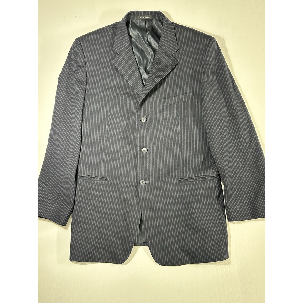Roberto Villini Couture Vintage Blue Wool Pinstripe 3 Button Blazer And Pant 43R - Picture 1 of 16